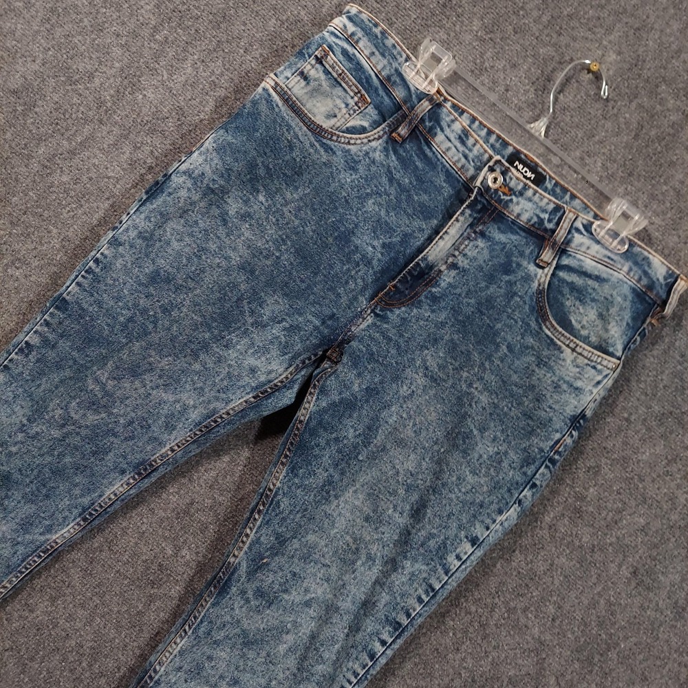 Nuon Jeans Mens W36 Blue Rodeo Crop Slim Fit Denim Acid Wash‎ Stretch Modern